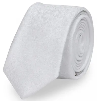 Produktbild von Fabio Farini - 1 Stück Weiße Herren Krawatten mit feiner Struktur in 6cm Schmal (6cm), Weiß Floral Struktur - Nebulous White