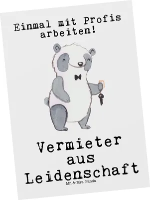 Produktbild von Mr. & Mrs. Panda Postkarte Vermieter Leidenschaft - Weiß - Geschenk, Grußkarte, bildkarte, Postkarten, Ansichtskarte, Ansichtskarten