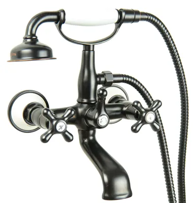 Produktbild von PaulGurkes schwarze Retro Wannenarmatur Nostalgie Zweigriffmischer Kreuzgriff