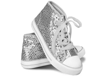 Produktbild von Damen Pailletten Schuhe, Sneaker, Turnschuhe Glitzer Karneval Gr. 38, silber