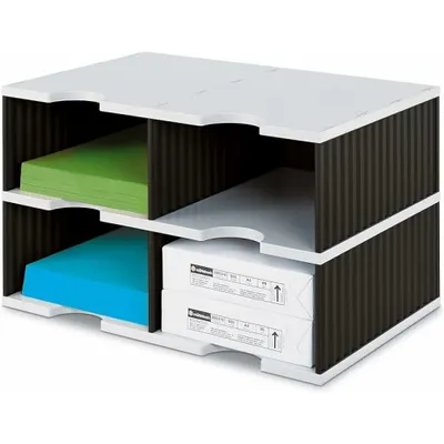 Image de styro 268-0222.98 Sortierstation Styrodoc Jumbo Grundeinheit grau/schwarz mit 4 Fächern