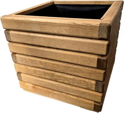Productafbeelding van Houten Plantenbak - Bloembak Buiten - Tuin Terras Balkon - Geïmpregneerd Viltvoering - 40x40x40 cm - Grenen