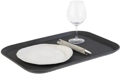 Produktbild von Unyqoos® Antirutsch-Serviertablett aus glasfaserverstärktem Kunststoff, 53 x 36,5 cm – robust, stapelbar & spülmaschinenfest für Gastronomie und Zuhause