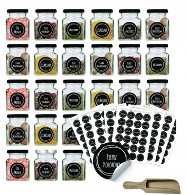 Produktbild von Akada Glasbehälter für Gewürze 120ml, 24 Stück, inkl. Aufkleber