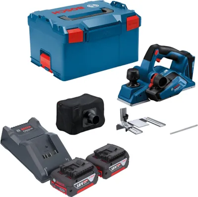 Produktbild von Bosch GHO 18V-26 Professional Akku Hobel 18 V 2,6 mm Brushless + 2x Akku 4,0 Ah + Ladegerät + L-Boxx