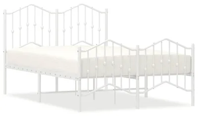Imagen del producto de Estructura de cama con cabecero y piecero de metal, color blanco, 120x190 cm