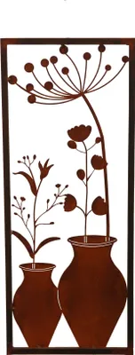 Produktbild von Wandbild Edelrost Doppelvase Blumen Edelrostblume Metallblume Blume Rost Garten Metall Blumen Vase Deko Dekoration Wandtatoo