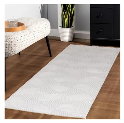 Imagen del producto de Ayyildiz Alfombras modernas y de diseño Crema 240x340 cm Alfombra de salón con estampado ondulado en relieve, estilo bohemio escandinavo, suave, color