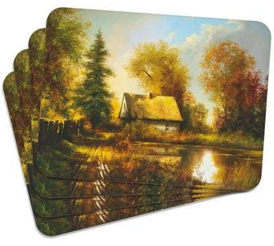 Obrázok produktu pre Sada 4 podtáciek z korku – Jesenná kolekcia II – 30 x 40 cm – odolné voči teplu a ľahko umývateľné, s korkovou zadnou stranou