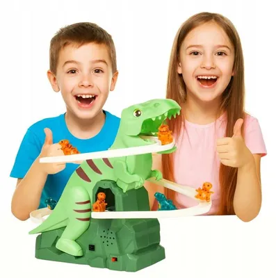 Produktbild von Kletternder Dinosaurier als Spielzeug mit Bahn Treppen LED und Geräuschen 9 kleine Dinos für Kinder über 3 Jahre