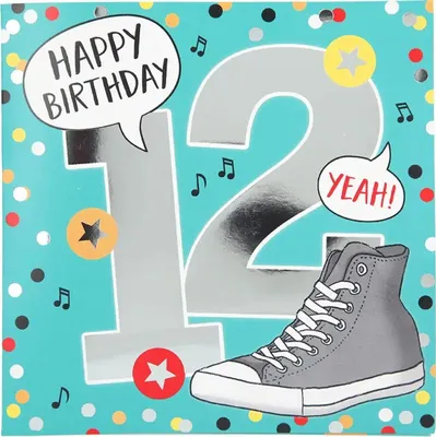 Produktbild von Depesche 11515-022 Zahlenkarte zum 12. Geburtstag mit Musik, veredelte Klappkarte mit originellem Innentext, inkl. Umschlag, Format 15,5 x 15,5 cm