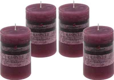 Produktbild von 4er Set Adventskranzkerzen "Raureif" Brombeer 100/68 mm