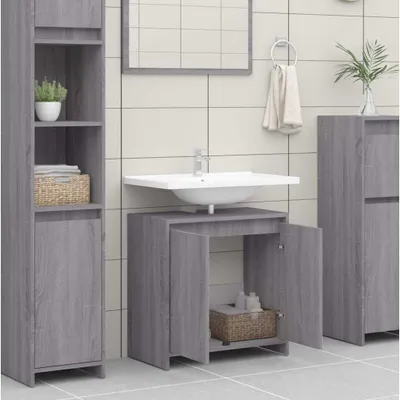 Produktbild von 2025 cloris Badschrank Grau Sonoma 60x33x61 cm Holzwerkstoff - Badezimmerschränke Sale6229190 1parcel