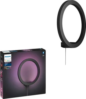 Productafbeelding van Philips Hue White and Color ambiance wandlamp Sana, slimme wandlamp, Bluetooth/Zigbee, zwart, LED, aluminium, niet vervangbare lampen