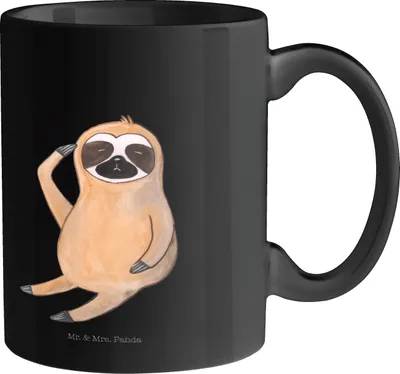Produktbild von Mr. & Mrs. Panda Tasse Faultier Vogel - Schwarz - Geschenk, mit Spruch, Spinner, milchtasse, Deko, Kaffeetasse, Nachdenklich, Müde, Becher, Motiv, Genervt, Kaffeebecher