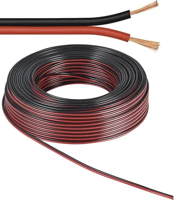 Produktbild von Lautsprecherkabel rot;schwarz 25 m Rolle, Querschnitt 2 x 0,5 mm², CU