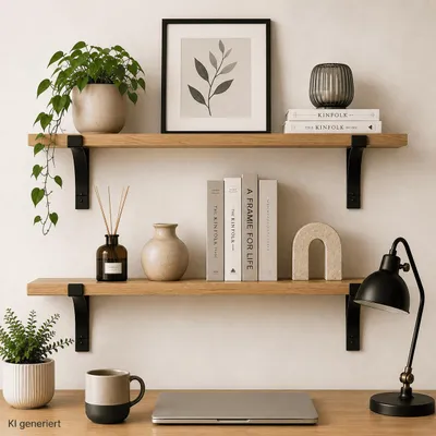 Produktbild von Wandregal 2er Set Hängeregal Bücherregal Schweberegal Wandboard Bücherregal