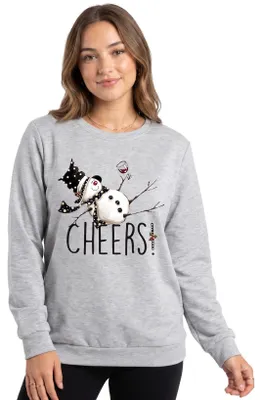 Produktbild von Damen Langarmshirt Longsleeve Weihnachtlich Schneemann Grau M