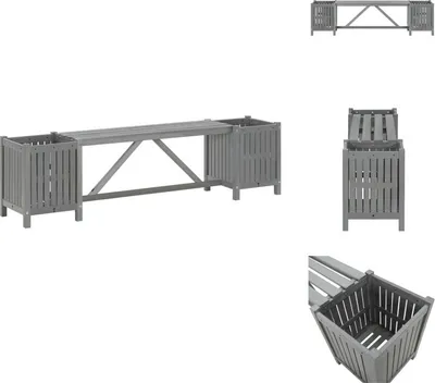 Image de vidaXL Banc de jardin avec 2 bacs à plantes 150 cm Bois massif acacia gris - Bancs de jardin