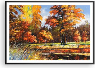 Produktbild von Gerahmtes Poster - Schwarzer Rahmen - Park Herbst Wasser - 100x70 cm - Wand Bild - Wanddeko - Wandbilder - Kunstposter - Wandposter - Bilderrahmen - Bilder - Kunstdruck - Wandbild - P2BAA100x70-3536