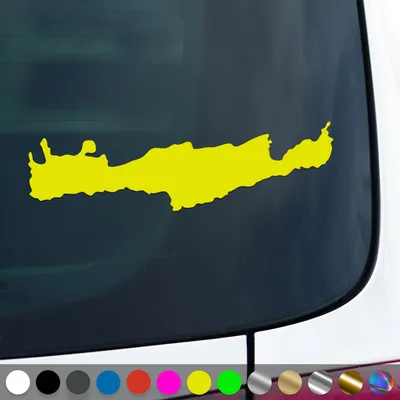 Produktbild von PantherPixel Insel Kreta Aufkleber Umriss Karte Griechenland Sticker Auto Geschenkidee Farbe Neon-Gelb