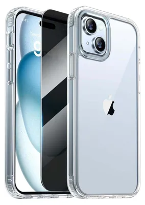 Produktbild von Hülle für iPhone Handyhülle Transparent, durchsichtig Schutzhülle, iPhone Clear Case, Stoßfest, Kratzfest mit Displayschutz – IPhone 16 Plus / Privacy