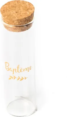 Immagine prodotto di Bomboniera provetta con tappo in sughero Vetro Battesimo 3 x 10 cm - Taglia unica