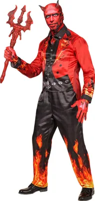 Immagine prodotto di Costume completo da diavolo in fiamme per adulti - S
