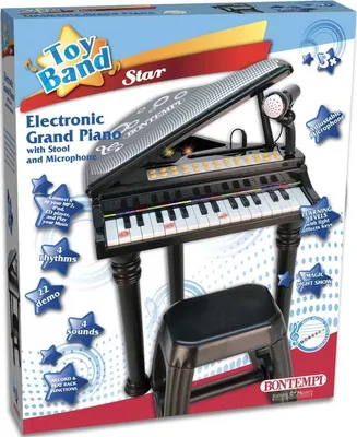 Produktbild von Bontempi Electronic Grand Piano with stool and microphone, Musikspielzeug, Klavier, 3 Jahr(e), AA, Schwarz