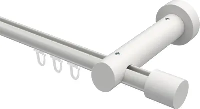Produktbild von Interdeco Innenlaufstange / Gardinenstange mit Innenlauf Weiß, Typ Talent Feta (Kappe), 20 mm Ø 1-läufig, 100 cm