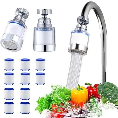 Produktbild von Drehbarer Wasserhahnfilter 360 Grad, Hartwasser, 2 Stück, Spatwasserdicht, für Küche, Bad