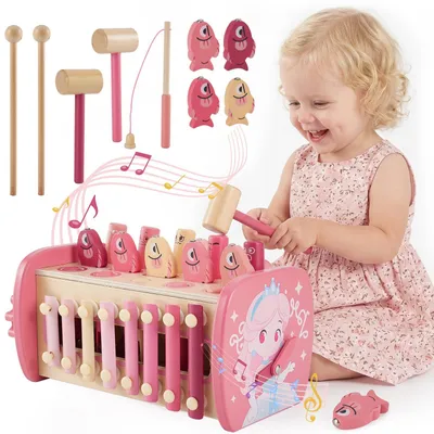 Immagine prodotto di Giocattolo in legno Montessori 6-in-1, ideale per bambine di 2 anni, gioco educativo per bambini