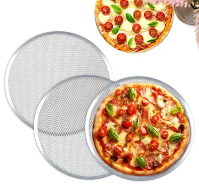 3er-Set Pizzaplatten 33 cm, rund, perforiert, antihaftbeschichtet