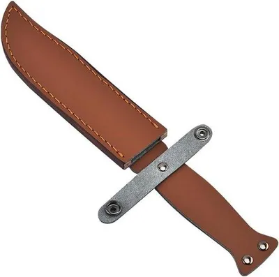 Produktbild von 7 Zoll Leder-Messentasche mit Sicherheitsring und Trageriemen, braun, für Outdoor