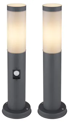 Produktbild von 3er Sockelleuchten, Edelstahl anthrazit, IP44, Höhe 45 cm