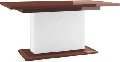 Obrázek produktu pro Casa Padrino jídelní stůl vysoký lesk hnědý / bílý 160-210 x 90 x v. 77 cm - Moderní rozkládací kuchyňský stůl