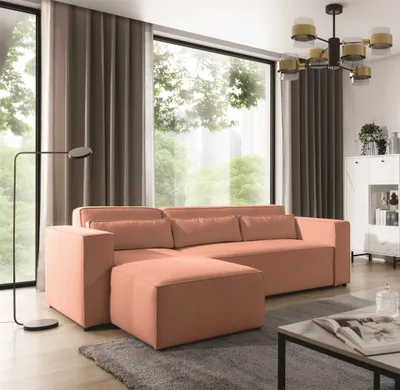 Produktbild von Ecksofa Schlafsofa WALDO Stoff Brooklyn Coral Ottomane Links
