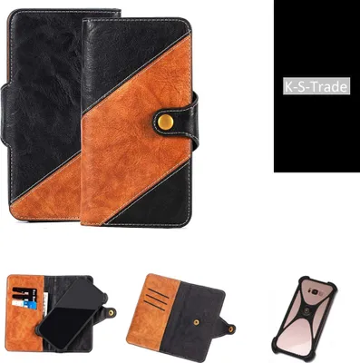 Produktbild von K-S-Trade Handyhülle Schutzhülle Bookstyle Case Wallet-Case kompatibel mit Ruggear RG650 Handy Cover Bumper Klapphülle schwarz hellbraun 1x