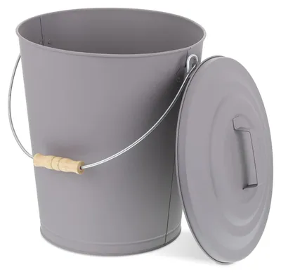 Produktbild von Aschenbehälter Ascheeimer Kohleeimer - 24 Liter - Grau - Mit Deckel und Griff - Für Kamin und Ofen