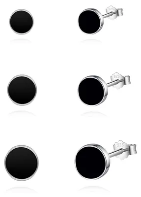 Immagine prodotto di Set di 3 paia di orecchini in argento sterling 925 neri