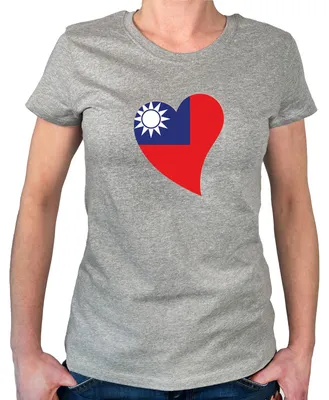 Produktbild von Huuraa Damen T-Shirt Taiwan Flagge Herz L Sport Grey Bio Baumwolle Fairtrade Damenshirt Geschenkidee