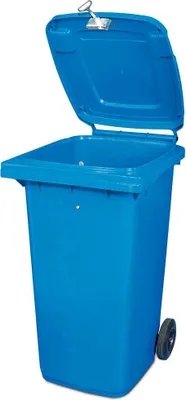 Produktbild von Abschließbare 120 Liter Mülltonne, blau, mit Dreikantschlüssel verschließbar, BxTxH 480 x 550 x 930 mm