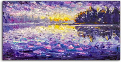 Produktbild von Coloray - Glasbild - 120x60 cm - Wandbild - Glasbilder - Foto Landschaftsbild violetter See