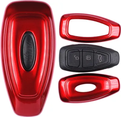 Produktbild von Auto Schlüssel Kunststoff Hülle ABS Plastik Schutz Cover Rot kompatibel mit Focus Mondeo C-Max Fiesta Kuga KEYLESS SMARTKEY