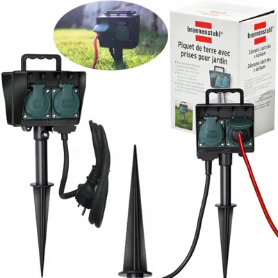 Produktbild von Brennenstuhl Gartensteckdose mit Erdspieß 1,5m 4-fach IP44