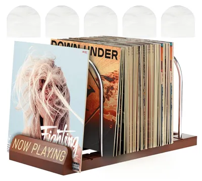 Image de Support pour disques vinyles rétro, pouvant accueillir de 30 à 70 LP