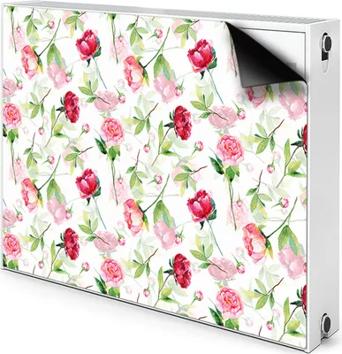 Produktbild von Magnet Radiator Magnet Mat Heizkörper Heizung Verkleidung Abdeckung 110x60 cm  - Rote Blumen