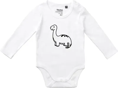 Produktbild von Huuraa Baby Body Brontosaurus Dinosaurier 74 White  Baumwolle Fairtrade Langarmbody Geschenkidee