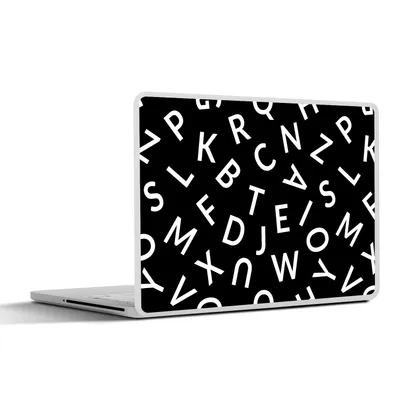 Produktbild von MuchoWow® Laptop Aufkleber Sticker Cover Buchstaben - Muster - Schwarz - Weiß 31x22.5 cm - Laptop-Deko