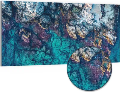 Produktbild von DEQORI Hybrid Leinwand Bild 100x50 cm 'Küstenfarbenspiel' Wandbild Glas flach modern